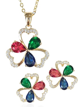 Aretes y collar de trébol Og zirconia
