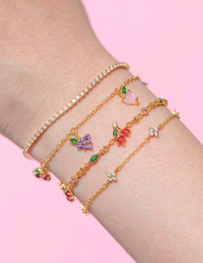 Pulsera Girls Crew Fruit con acabado chapa de oro 18 K