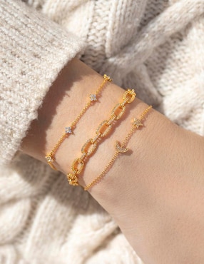 Pulsera Girls Crew 18 k Celestial Serenity con acabado chapa de oro