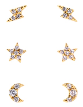 Set de aretes Girls Crew Galaxy 18 K con acabado chapa de oro zirconia cúbica
