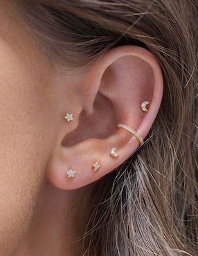 Set de aretes Girls Crew Galaxy 18 K con acabado chapa de oro zirconia cúbica