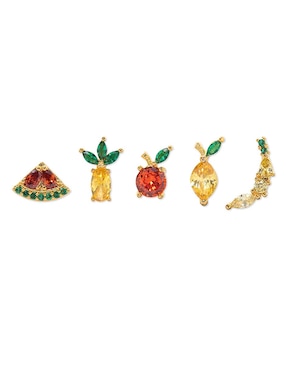 Set de aretes de frutas Girls Crew Basket 18 K con acabado chapa de oro zirconia cúbica