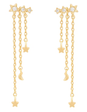 Aretes largos Girls Crew 18 k con acabado chapa de oro