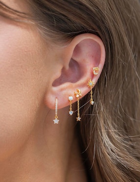 Set ear cuff Girls Crew Twinkle Opal 18 k con acabado chapa de oro zirconia cúbica