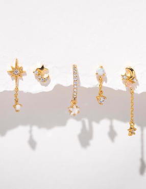 Set ear cuff Girls Crew Twinkle Opal 18 k con acabado chapa de oro zirconia cúbica