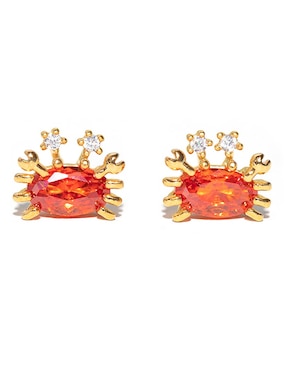 Aretes cortos de cangrejo Girls Crew 18 k con acabado chapa de oro