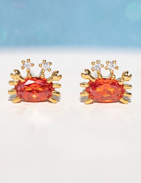 Aretes cortos de cangrejo Girls Crew 18 k con acabado chapa de oro