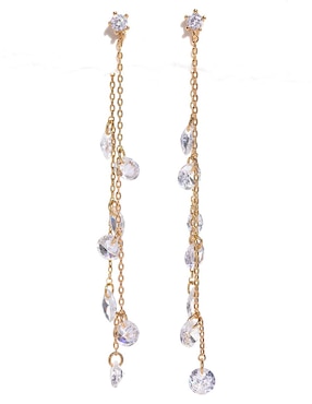 Aretes largos Girls Crew 18 k con acabado chapa de oro zirconia cúbica