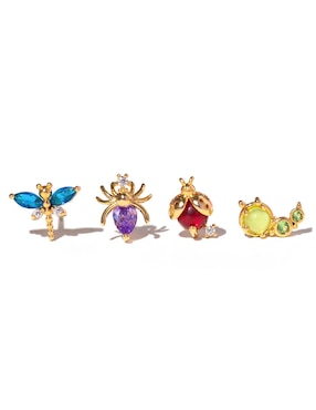 Set de aretes Girls Crew 18 k con acabado chapa de oro