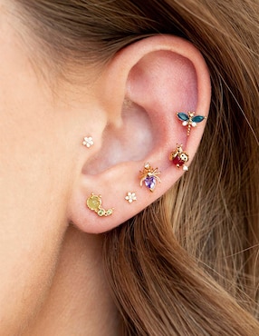 Set de aretes Girls Crew 18 k con acabado chapa de oro