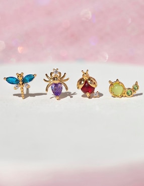 Set de aretes Girls Crew 18 k con acabado chapa de oro
