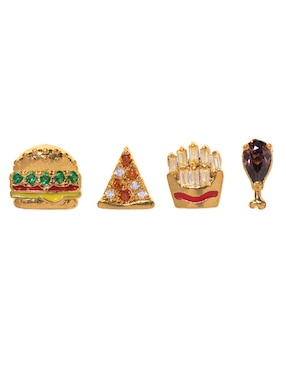 Set ear cuff Girls Crew Lunch 18 k con acabado chapa de oro zirconia cúbica