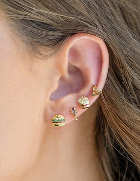 Set ear cuff Girls Crew Lunch 18 k con acabado chapa de oro zirconia cúbica