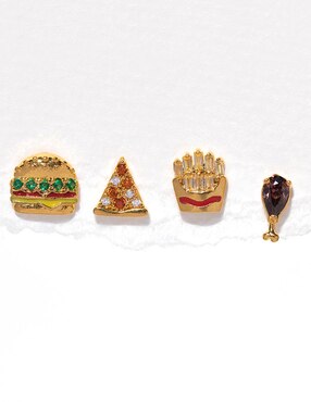 Set ear cuff Girls Crew Lunch 18 k con acabado chapa de oro zirconia cúbica