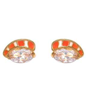 Aretes cortos Girls Crew Food 18 K con acabado de chapa de oro zirconia cúbica