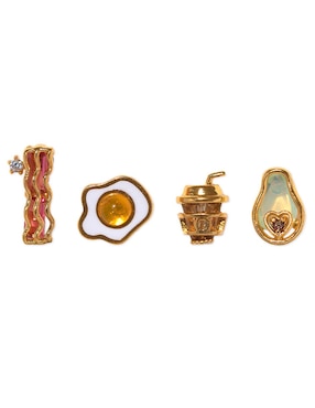 Set de aretes Girls Crew Food 18 K con acabado chapa de oro zirconia cúbica