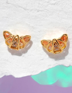 Aretes cortos de croissant Girls Crew 18 k con acabado chapa de oro