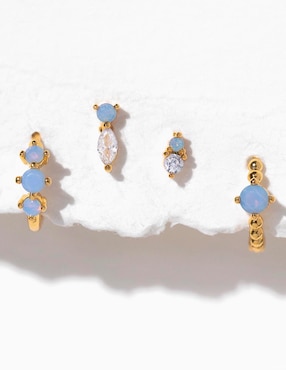 Set de aretes Girls Crew Essentials 18 k con acabado chapa de oro zirconia cúbica