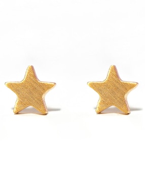 Aretes cortos de estrella Girls Crew 18 k con acabado chapa de oro