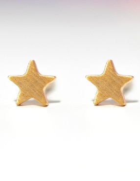 Aretes cortos de estrella Girls Crew 18 k con acabado chapa de oro