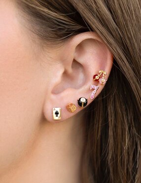 Aretes huggies Girls Crew Perfect Illusions 18 k con acabado chapa de oro zirconia cúbica