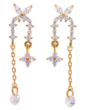 Aretes largos Girls Crew 18 k con acabado chapa de oro