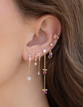 Aretes largos Girls Crew 18 k con acabado chapa de oro
