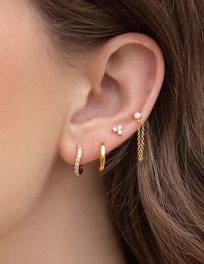 Set de aretes Girls Crew con acabado chapa de oro 18 K zirconia