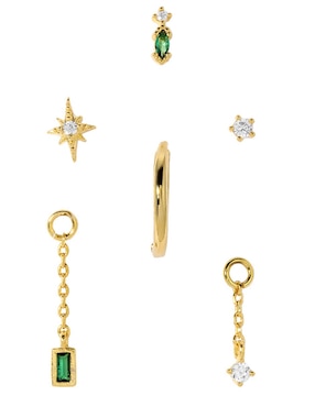 Set de aretes Girls Crew Classic 18 K con acabado chapa de oro zirconia cúbica