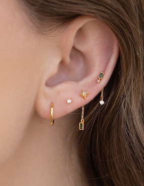 Set de aretes Girls Crew Classic 18 K con acabado chapa de oro zirconia cúbica