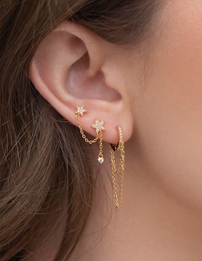 Piercing de estrella Girls Crew 18 k con acabado chapa de oro