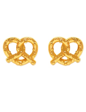 Aretes huggies de pretzel Girls Crew Knot Your Average 18 k con acabado chapa de oro zirconia cúbica