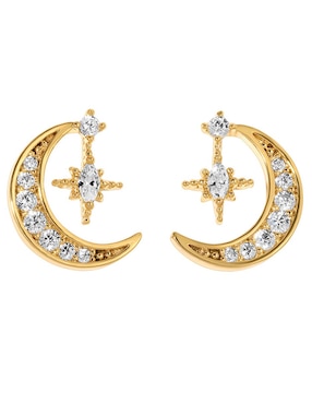 Aretes cortos Girls Crew 18 k con acabado chapa de oro