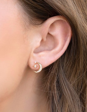Aretes cortos Girls Crew 18 k con acabado chapa de oro