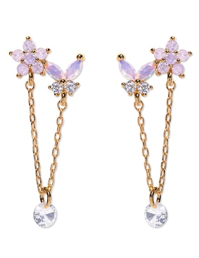 Aretes largos Girls Crew 18 k con acabado chapa de oro