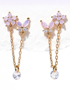 Aretes largos Girls Crew 18 k con acabado chapa de oro