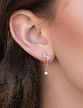 Aretes largos Girls Crew 18 k con acabado chapa de oro