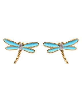 Aretes huggies de libélula Girls Crew Dragonfly 18 k con acabado chapa de oro zirconia cúbica