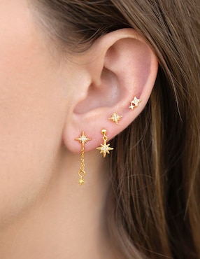 Set de aretes Girls Crew 18 K con acabado pavé zirconia cúbica