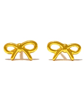 Aretes huggies de moño Girls Crew Lil Bow 18 k con acabado chapa de oro zirconia cúbica
