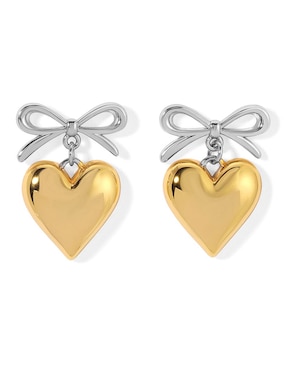Aretes cortos de corazón Girls Crew Take My Heart con acabado chapa de oro 18 K