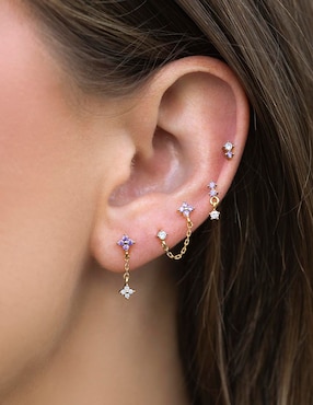 Set ear cuff Girls Crew Violet Blossom 18 k con acabado chapa de oro zirconia cúbica