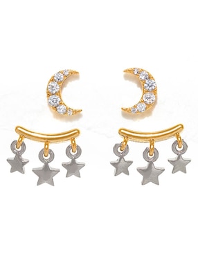 Aretes cortos Girls Crew Galaxy 18 k con acabado chapa de oro