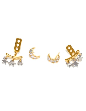 Aretes cortos Girls Crew Galaxy 18 k con acabado chapa de oro