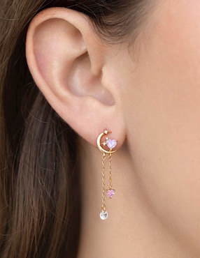 Aretes largos Girls Crew Cosmic Love 18 k con acabado chapa de oro zirconia cúbica