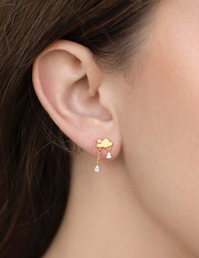 Aretes cortos de nube Girls Crew Raindrop Dangle con acabado chapa de oro 18 K zirconia cúbica