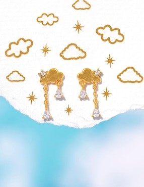 Aretes cortos de nube Girls Crew Raindrop Dangle con acabado chapa de oro 18 K zirconia cúbica