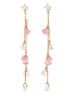 Aretes largos Girls Crew Shimmering Promise 18 k con acabado chapa de oro zirconia cúbica