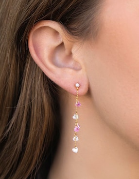Aretes largos Girls Crew Shimmering Promise 18 k con acabado chapa de oro zirconia cúbica
