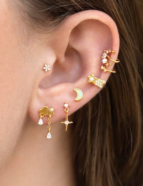 Ear cuff Girls Crew Moonlight 18 k con acabado chapa de oro zirconia cúbica